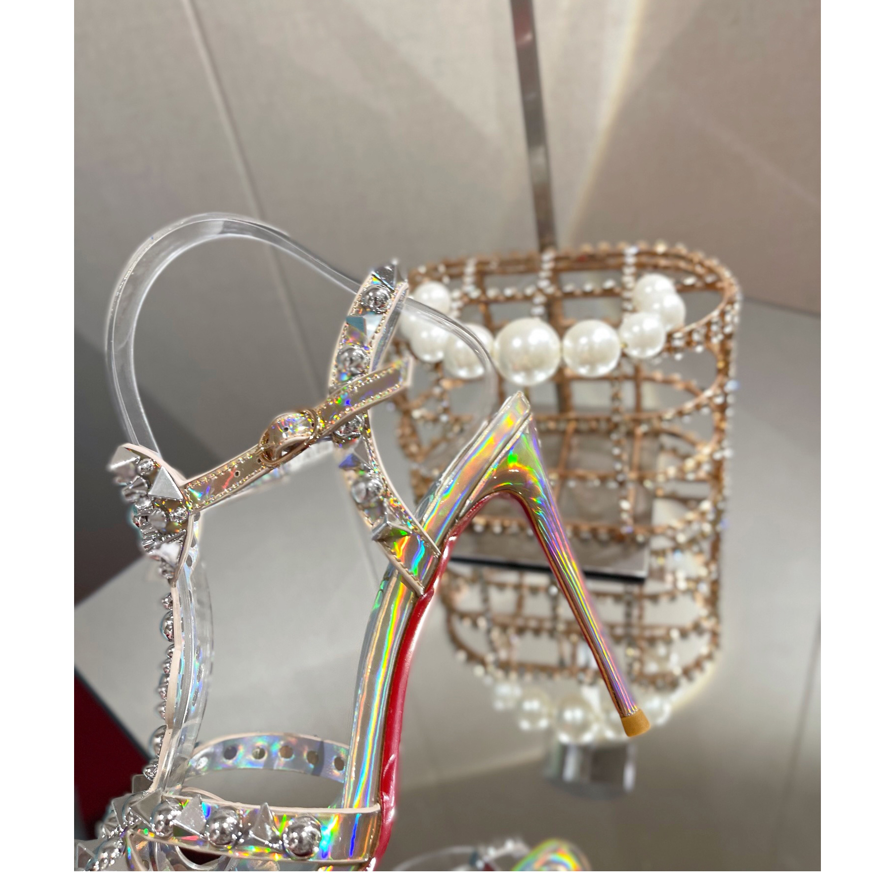 Christian Louboutin Silver Sandal（10cm Heel Height） - 