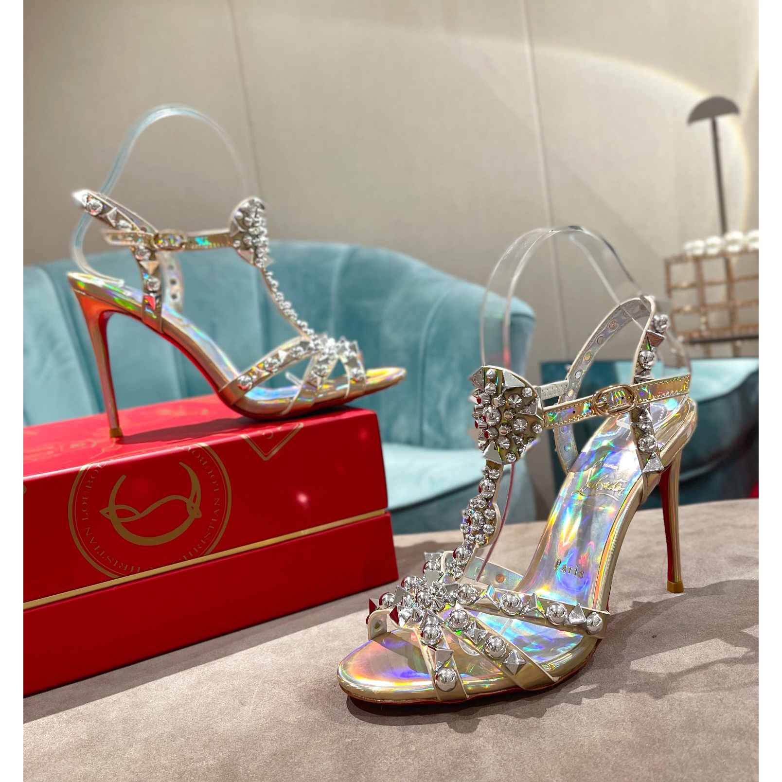 Christian Louboutin Silver Sandal（10cm Heel Height） - 