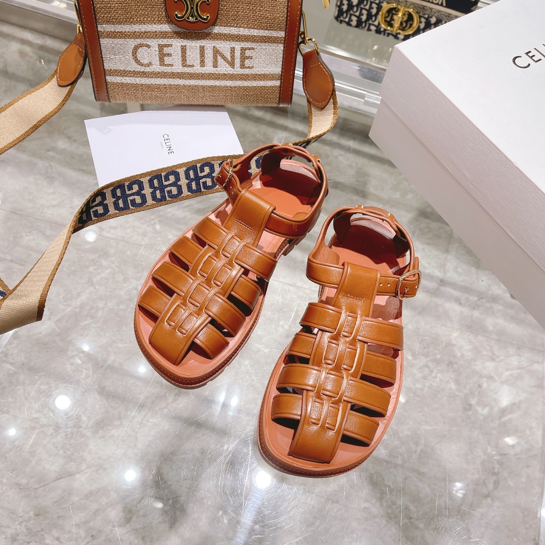 Celine Clea Chunky Sandal  In Calfskin - 