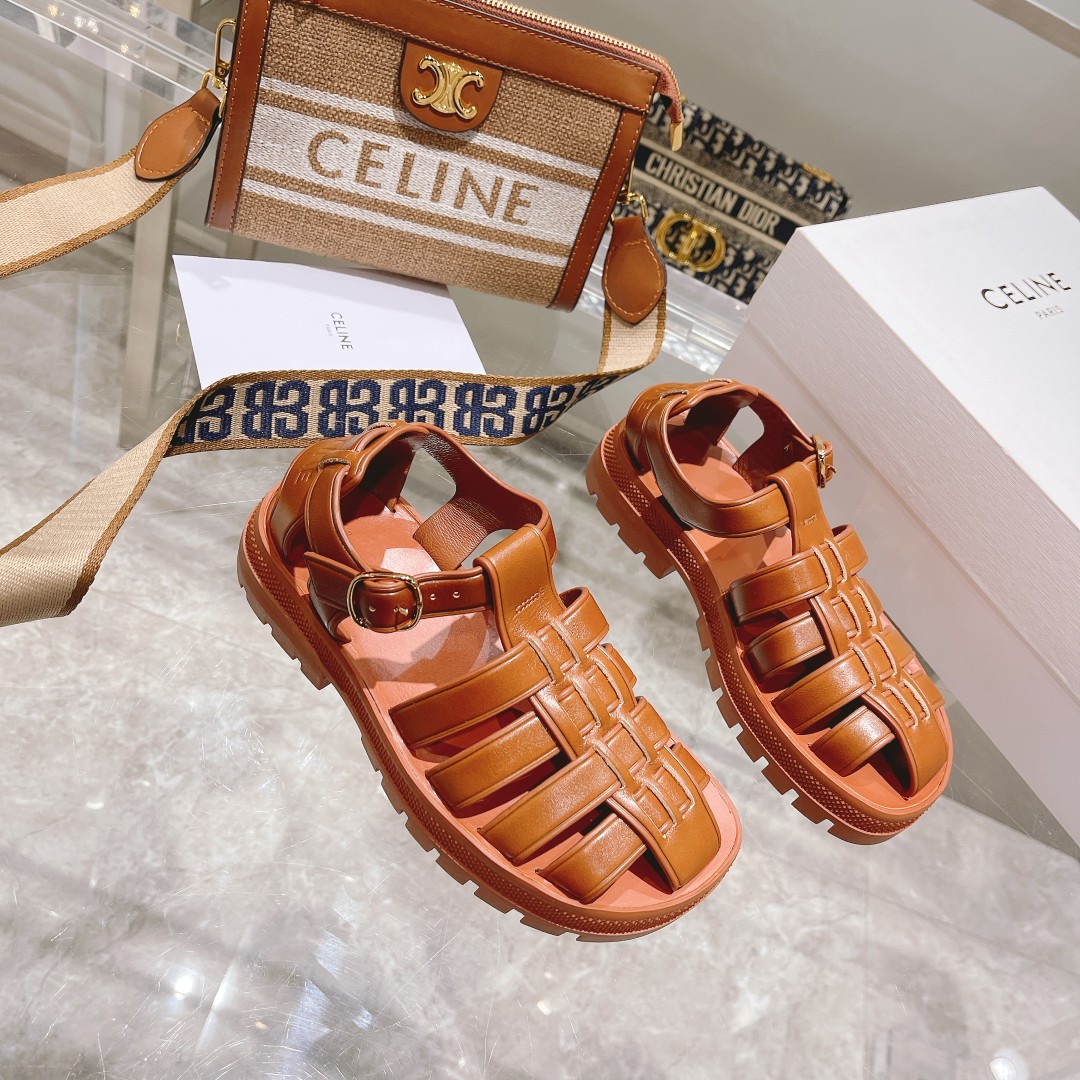 Celine Clea Chunky Sandal  In Calfskin - 