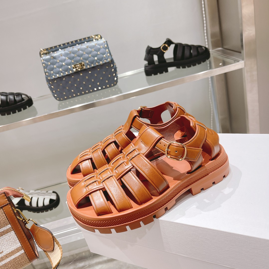 Celine Clea Chunky Sandal  In Calfskin - 