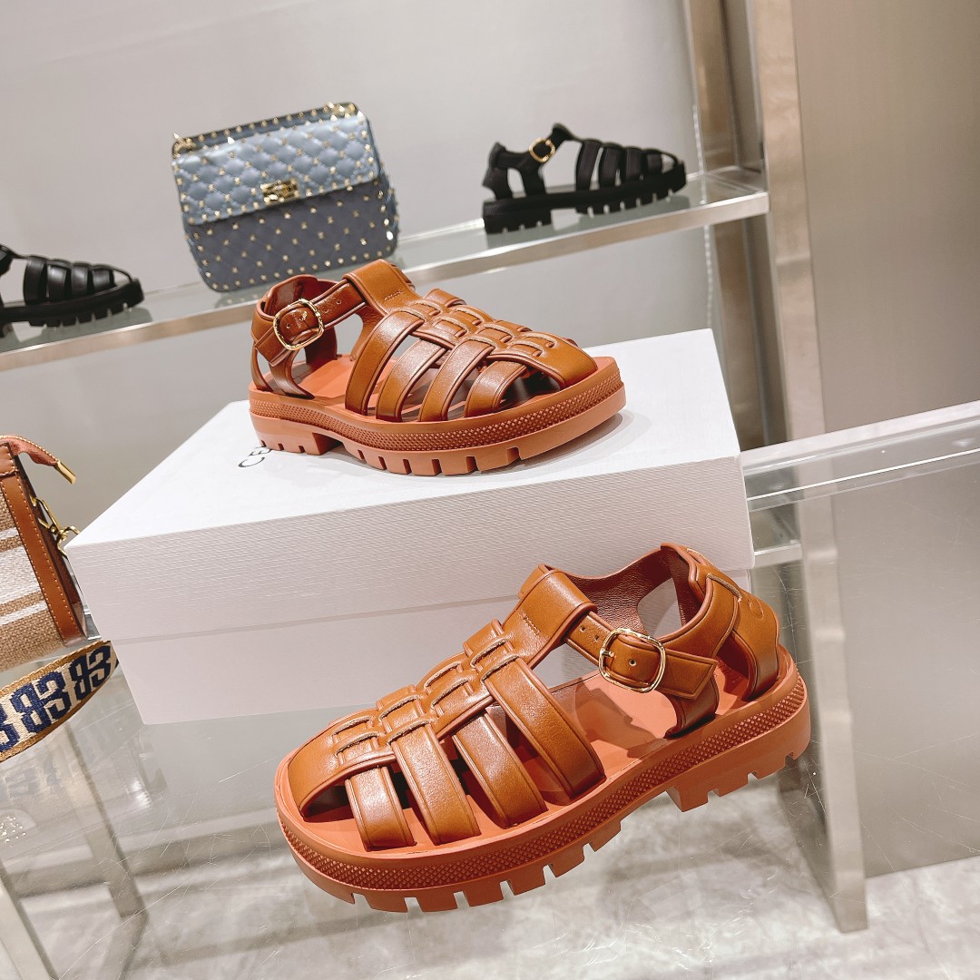 Celine Clea Chunky Sandal  In Calfskin - 