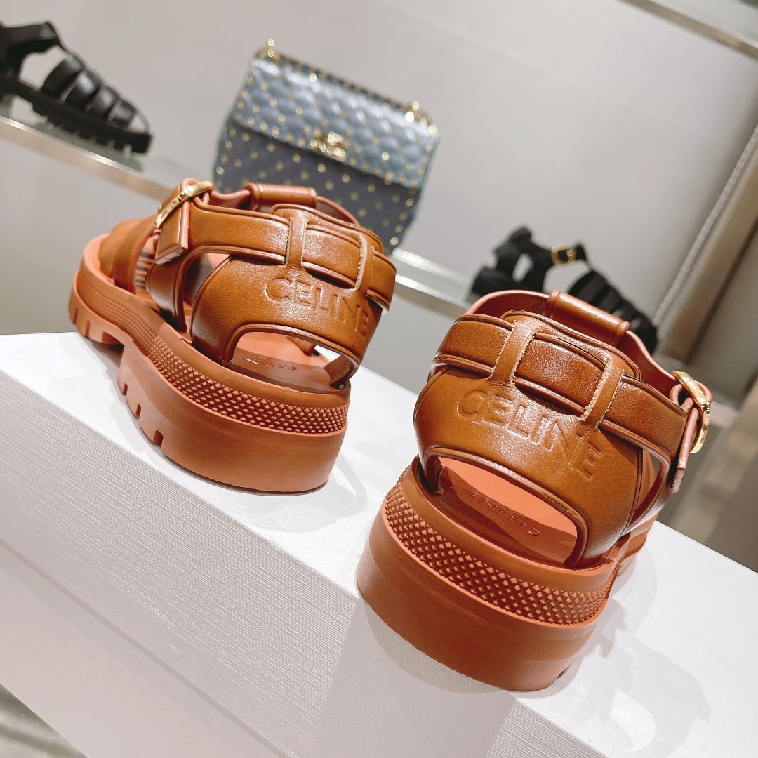 Celine Clea Chunky Sandal  In Calfskin - 