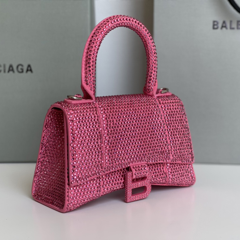 Balenciaga Hourglass XS Handbag With Rhinestones(19-8-21cm) - 