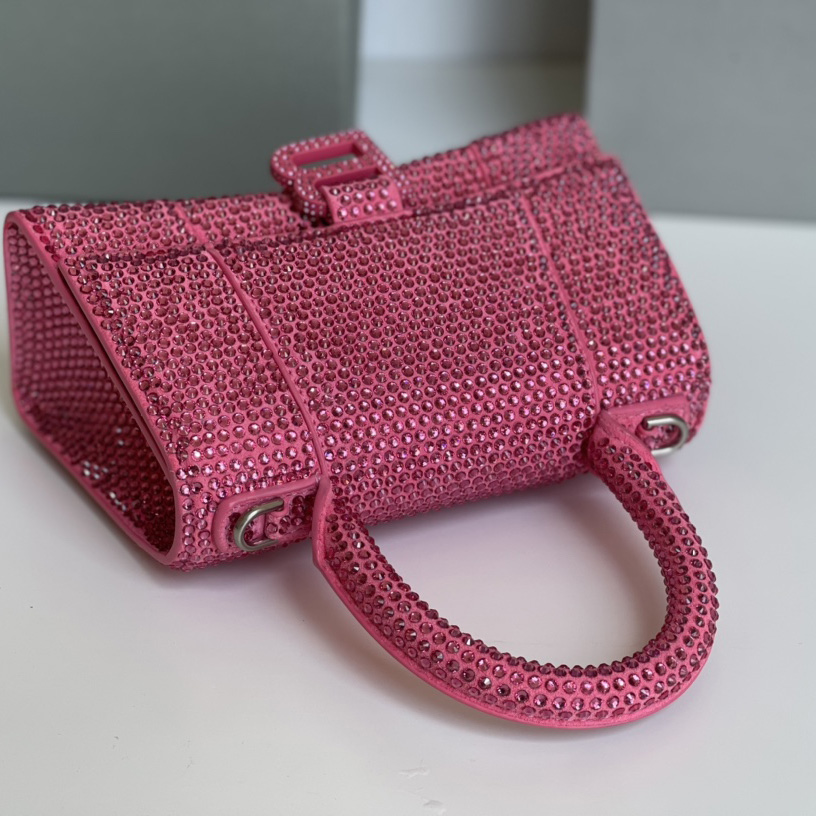 Balenciaga Hourglass XS Handbag With Rhinestones(19-8-21cm) - 