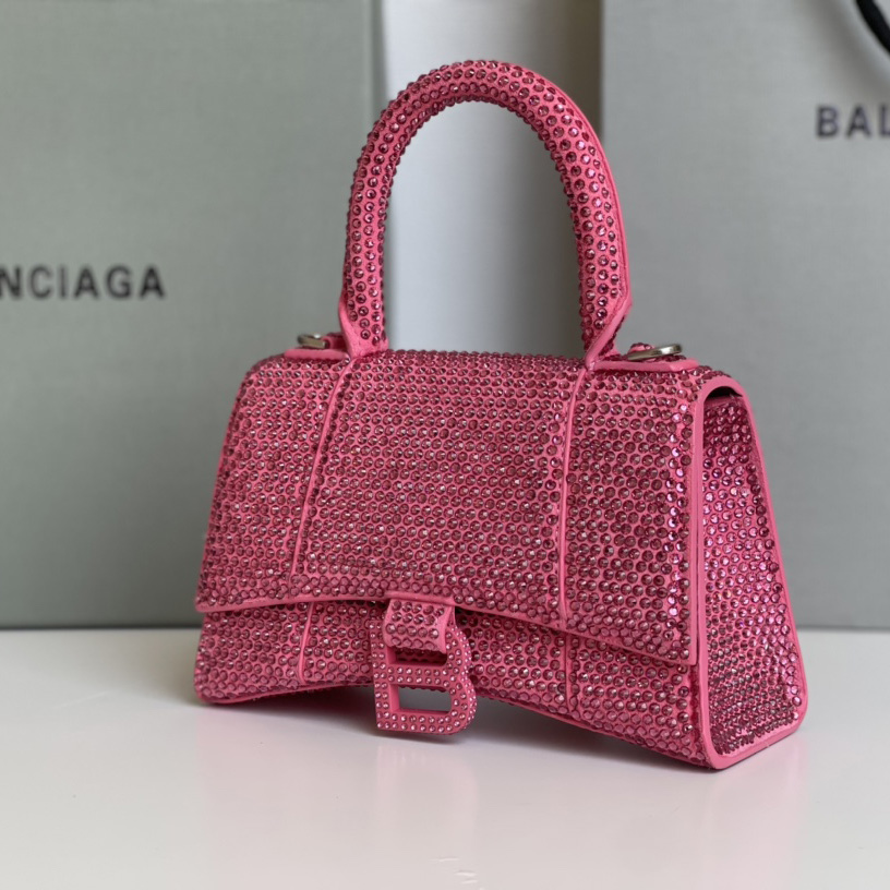 Balenciaga Hourglass XS Handbag With Rhinestones(19-8-21cm) - 