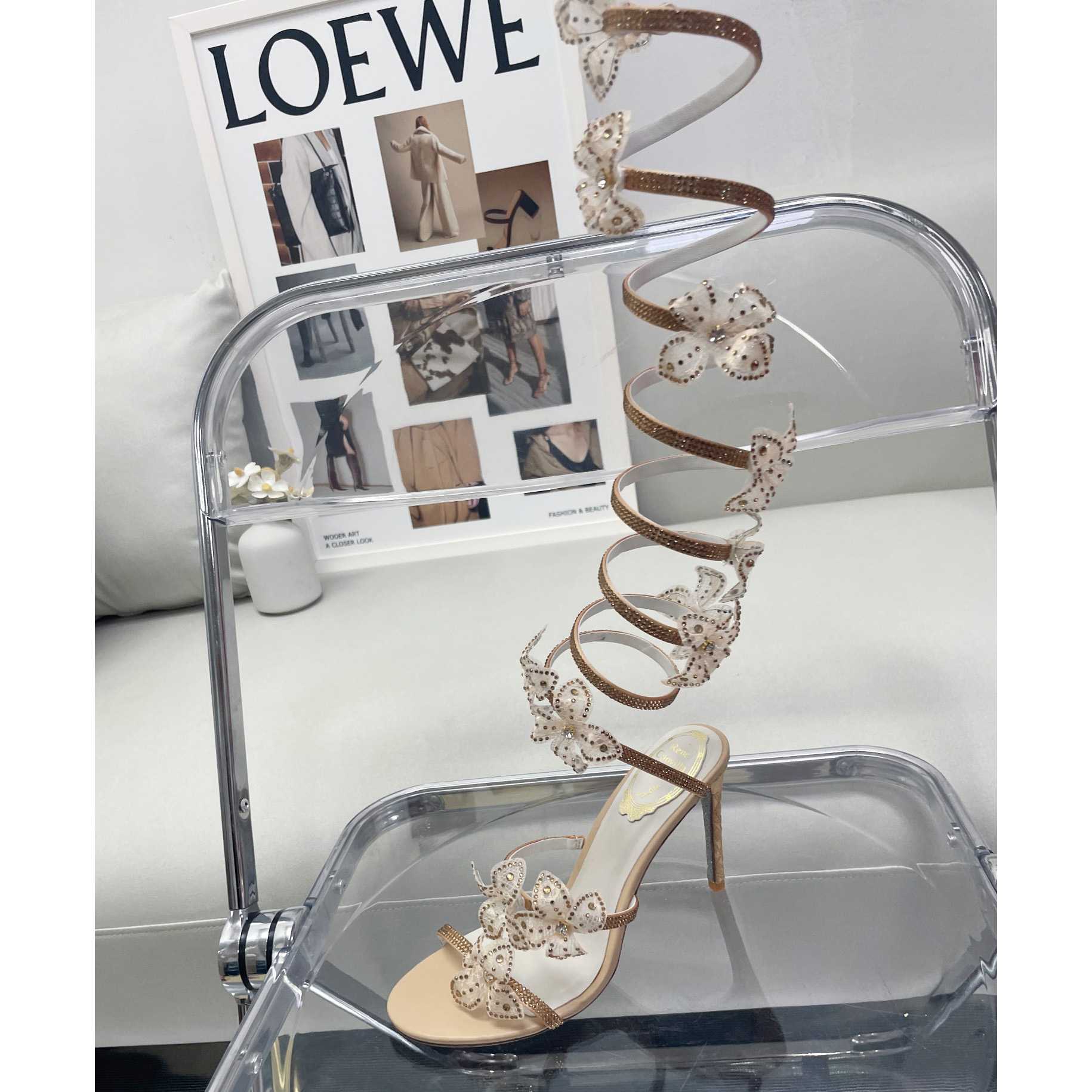 Rene Caovilla Gold Sandals With Flowers Floriane - 