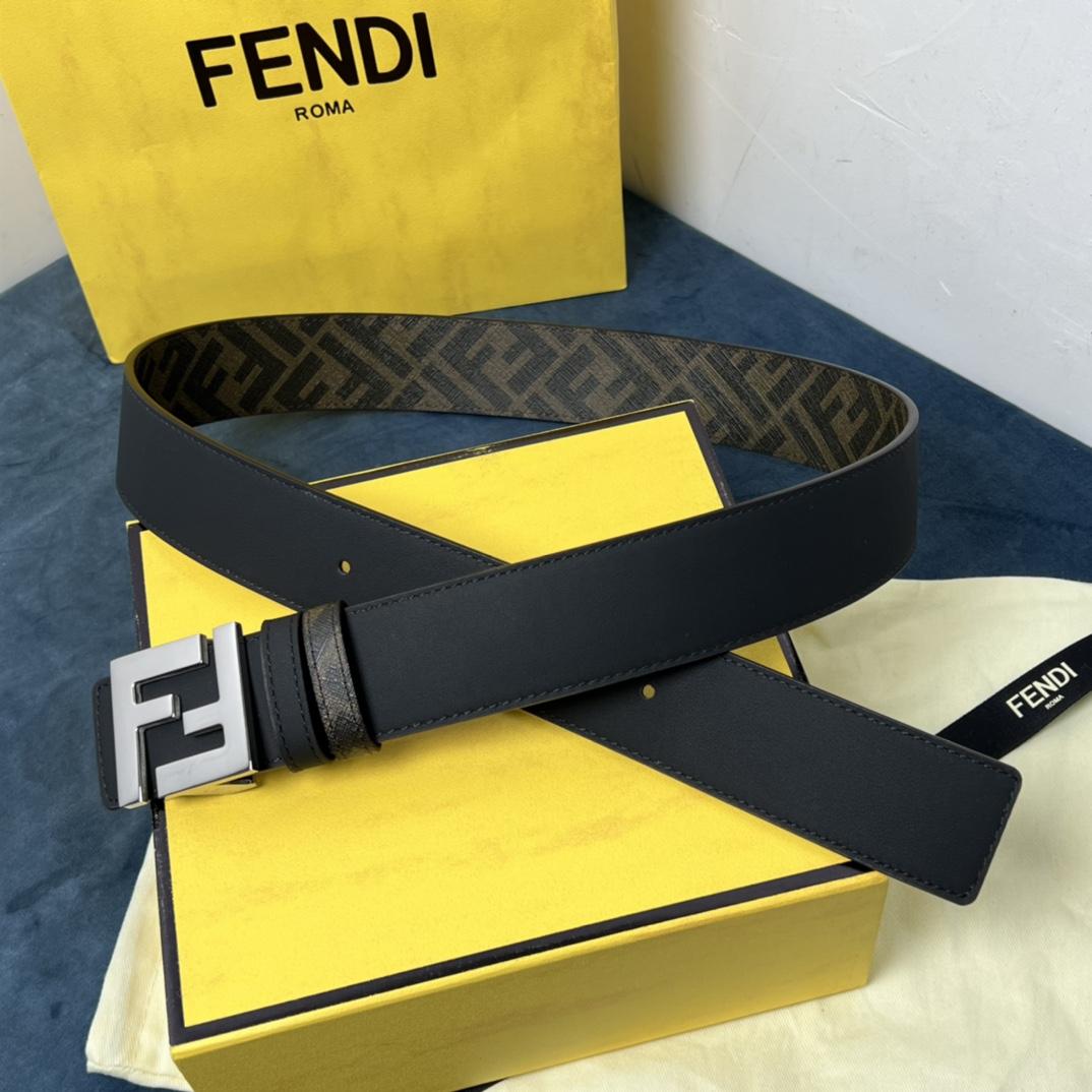 Fendi Reversible Black Leather Belt  - 