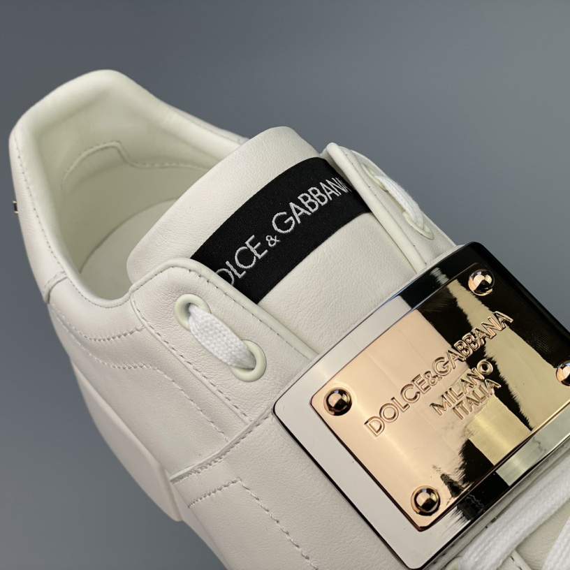 Dolce & Gabbana Calfskin Portofino Sneakers With Branded Tag - DesignerGu