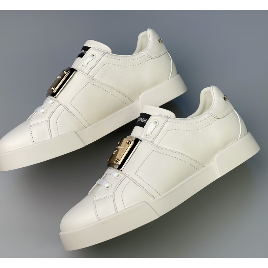 Dolce & Gabbana Calfskin Portofino Sneakers With Branded Tag - DesignerGu