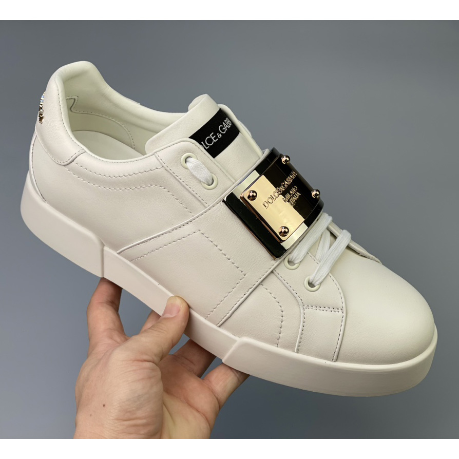 Dolce & Gabbana Calfskin Portofino Sneakers With Branded Tag - DesignerGu