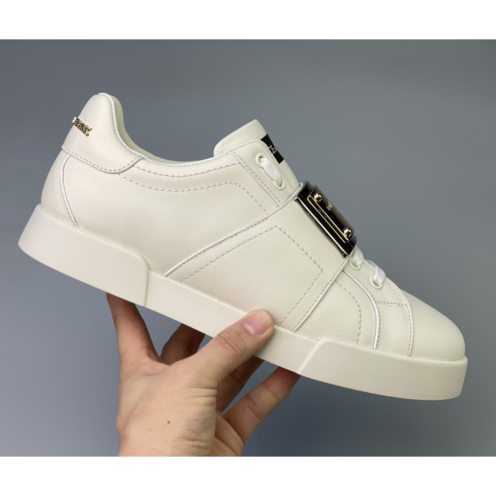 Dolce & Gabbana Calfskin Portofino Sneakers With Branded Tag - DesignerGu