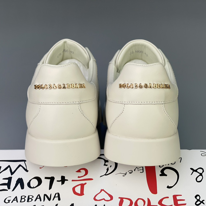 Dolce & Gabbana Calfskin Portofino Sneakers With Branded Tag - DesignerGu