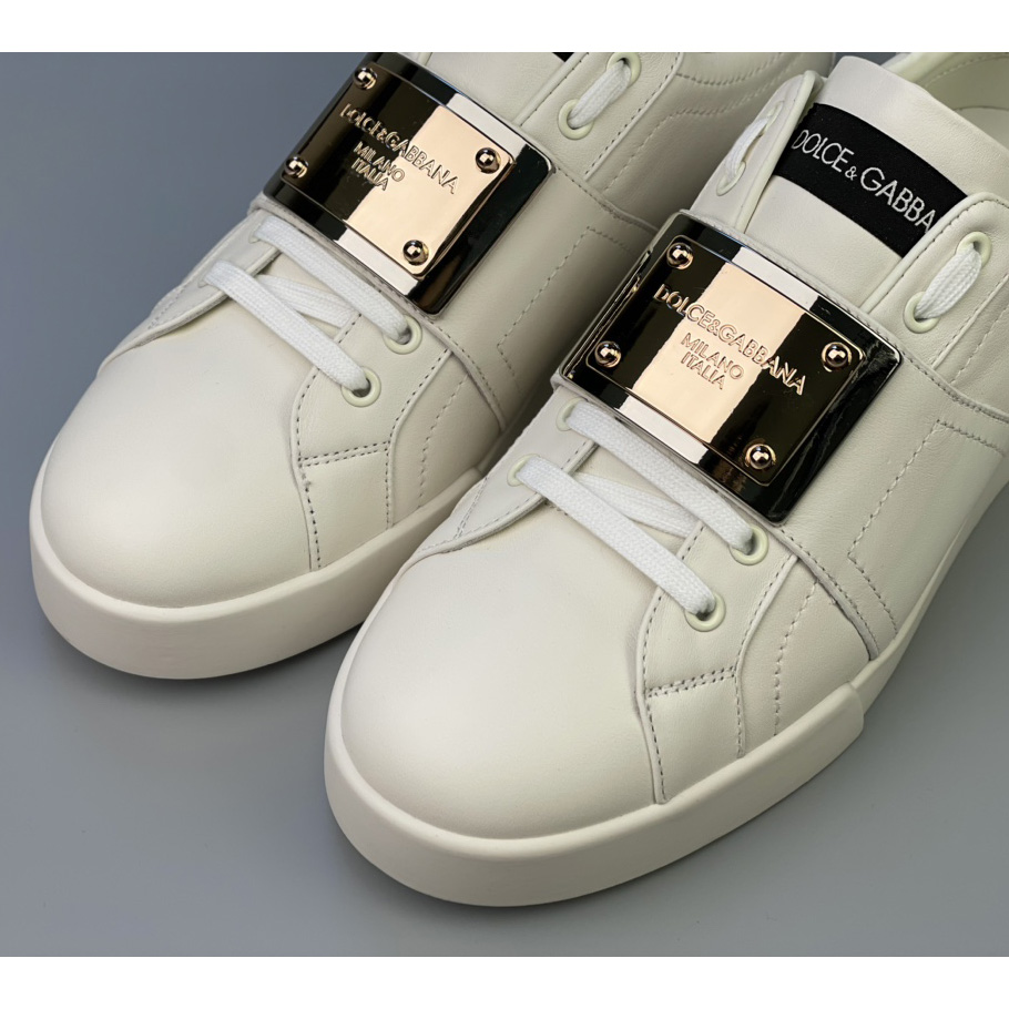 Dolce & Gabbana Calfskin Portofino Sneakers With Branded Tag - DesignerGu