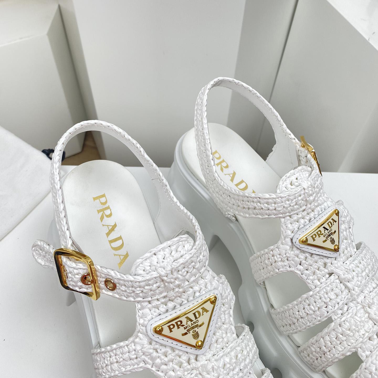 Prada Monolith Crochet Cage Sandals - 