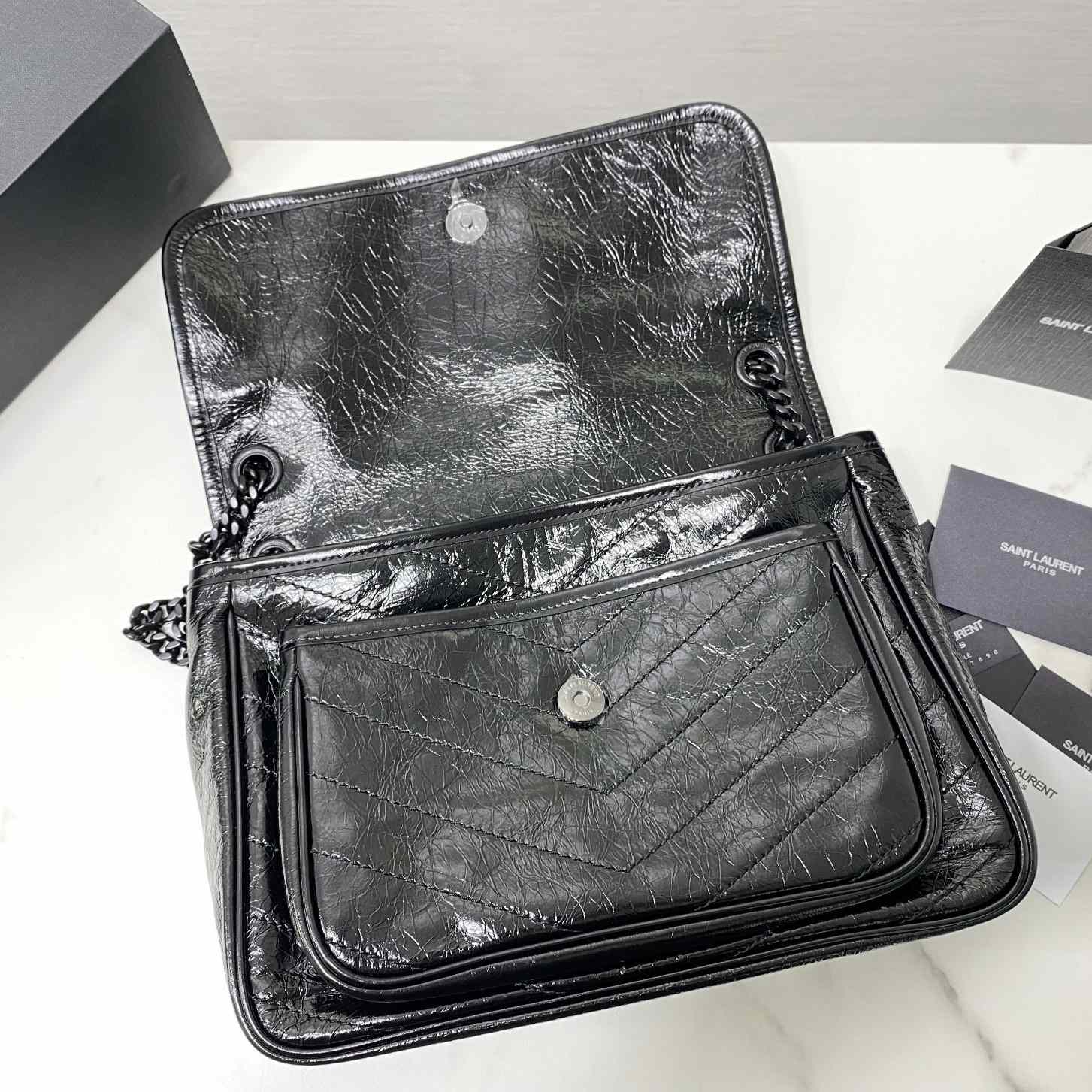 Saint Laurent Niki Medium Chain Bag In Crinkled Vintage Leather  - DesignerGu