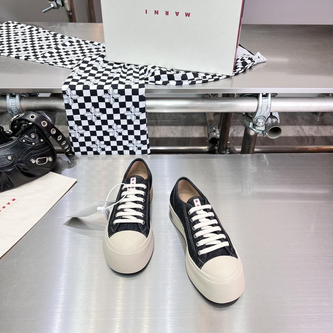 Marni Black Denim Pablo Lace-up Sneaker - DesignerGu