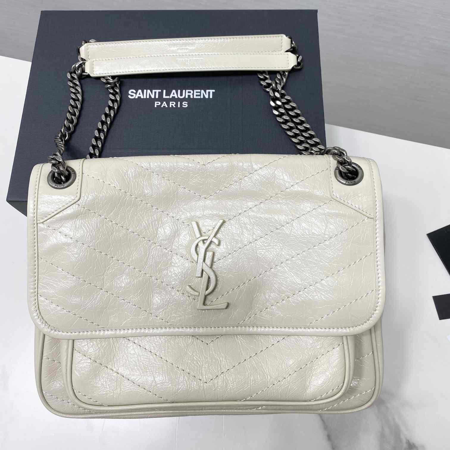 Saint Laurent Niki Medium Chain Bag In Crinkled Vintage Leather  - DesignerGu