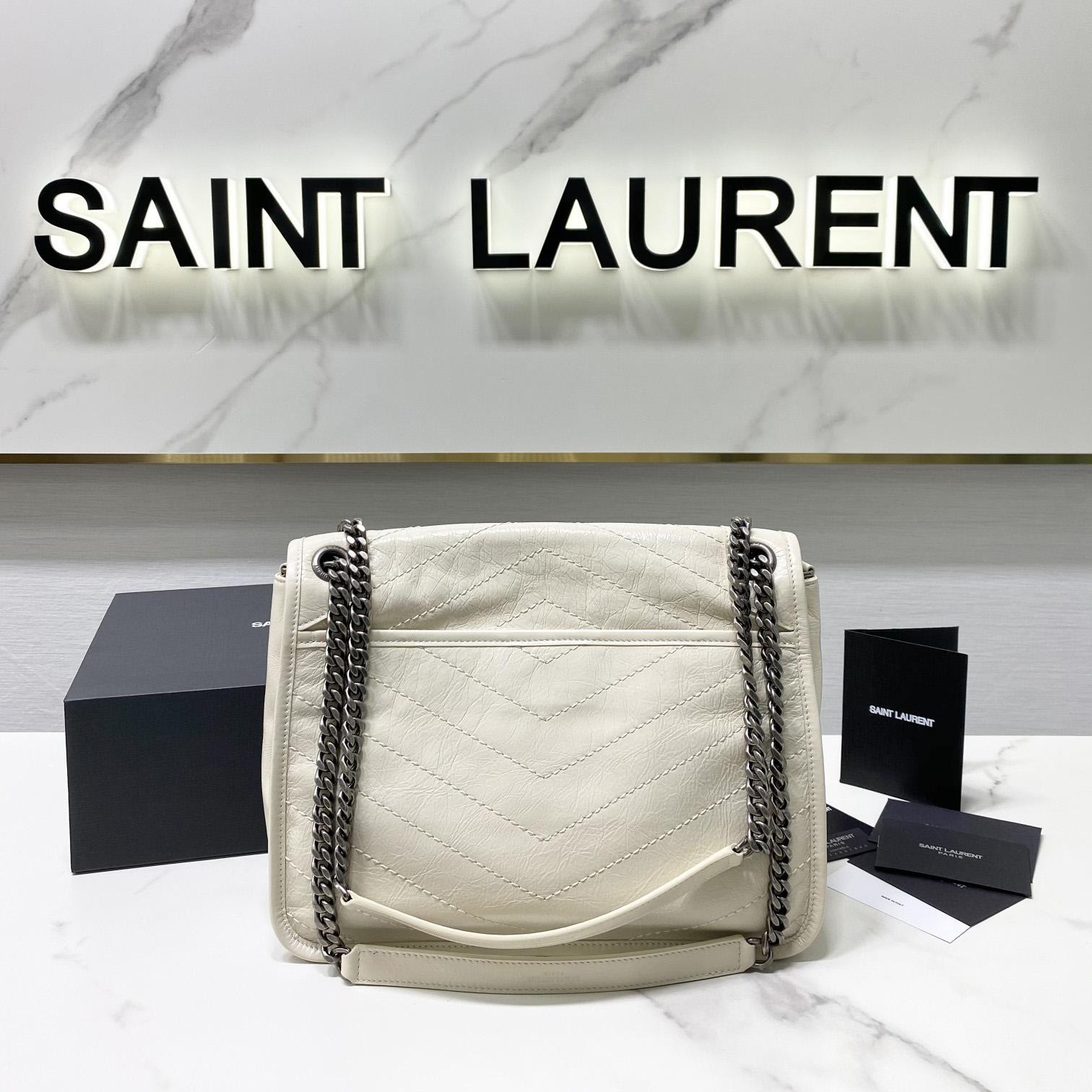 Saint Laurent Niki Medium Chain Bag In Crinkled Vintage Leather  - DesignerGu