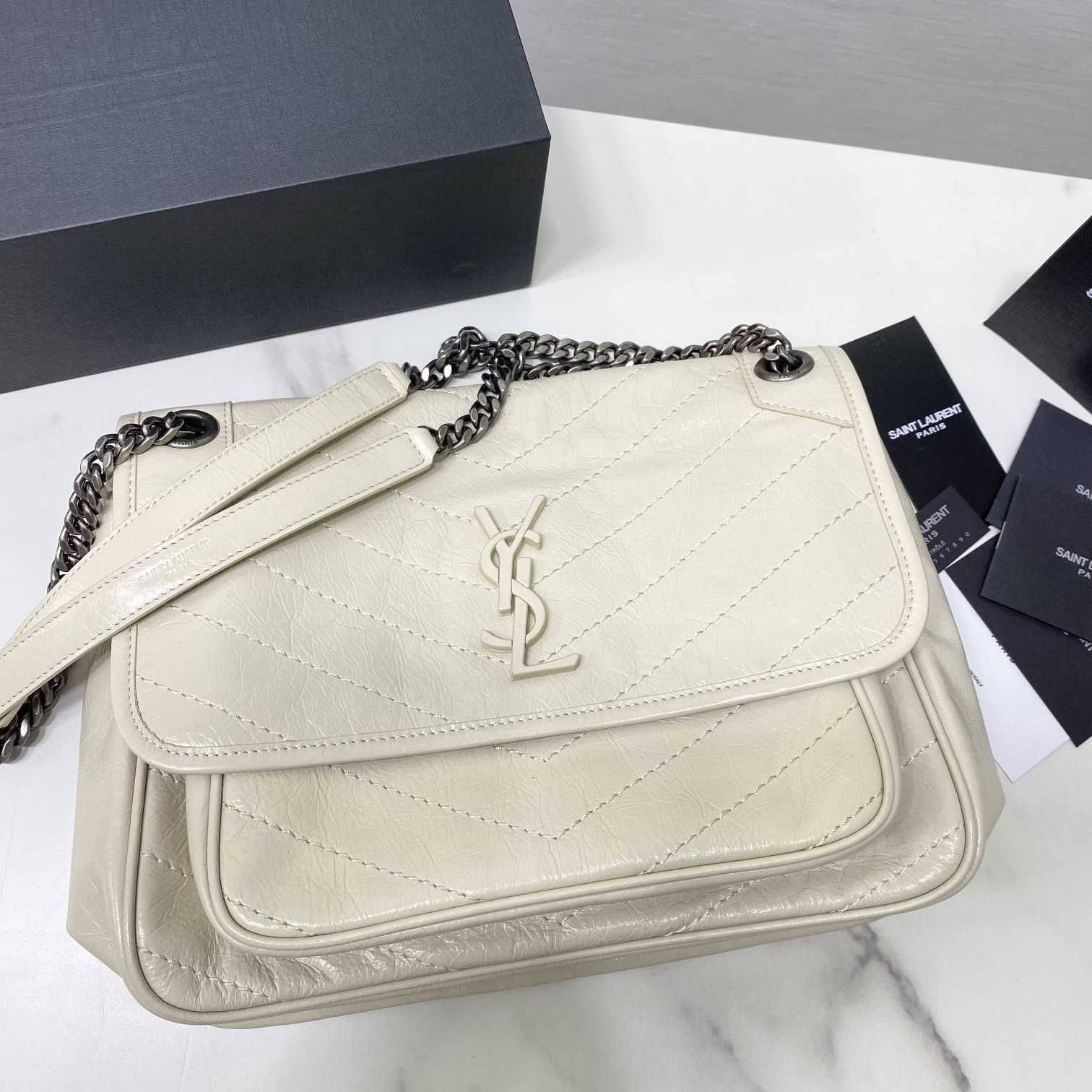 Saint Laurent Niki Medium Chain Bag In Crinkled Vintage Leather  - DesignerGu