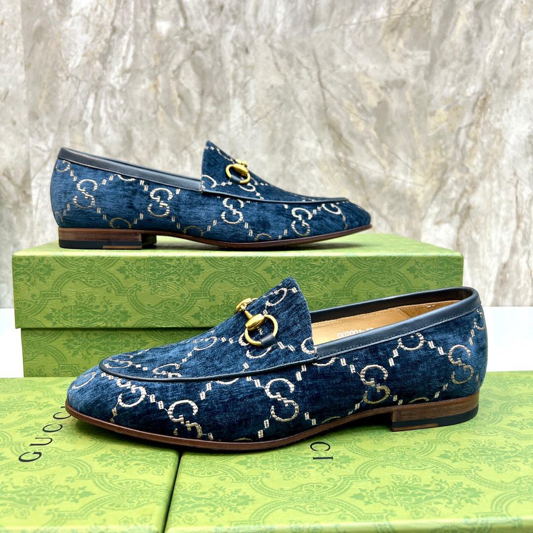 Gucci Men's Gucci Jordaan GG Velvet Loafer(Upon Uk Size) - DesignerGu