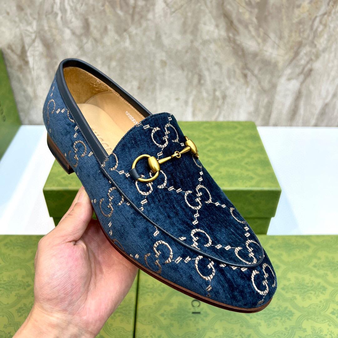 Gucci Men's Gucci Jordaan GG Velvet Loafer(Upon Uk Size) - DesignerGu