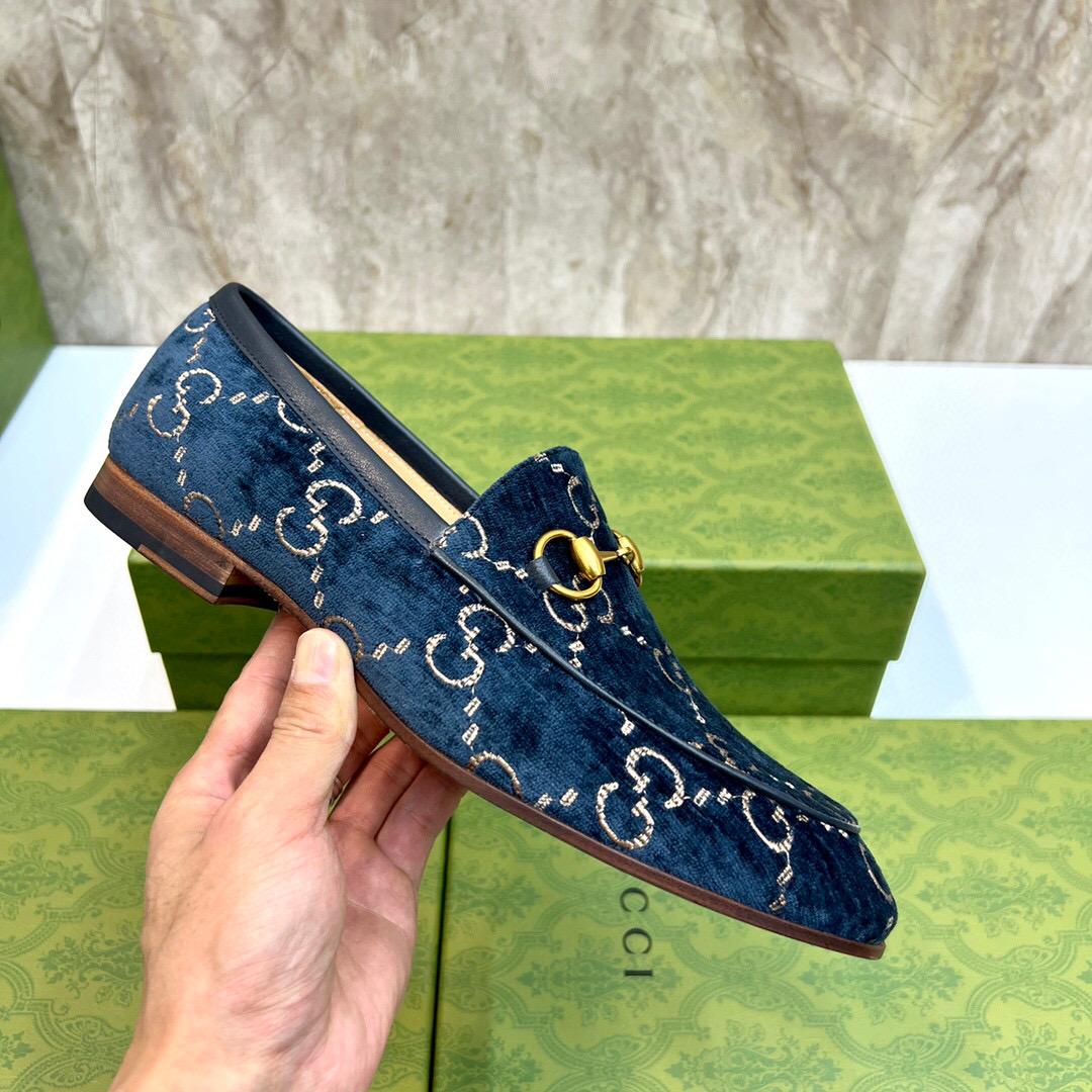 Gucci Men's Gucci Jordaan GG Velvet Loafer(Upon Uk Size) - DesignerGu