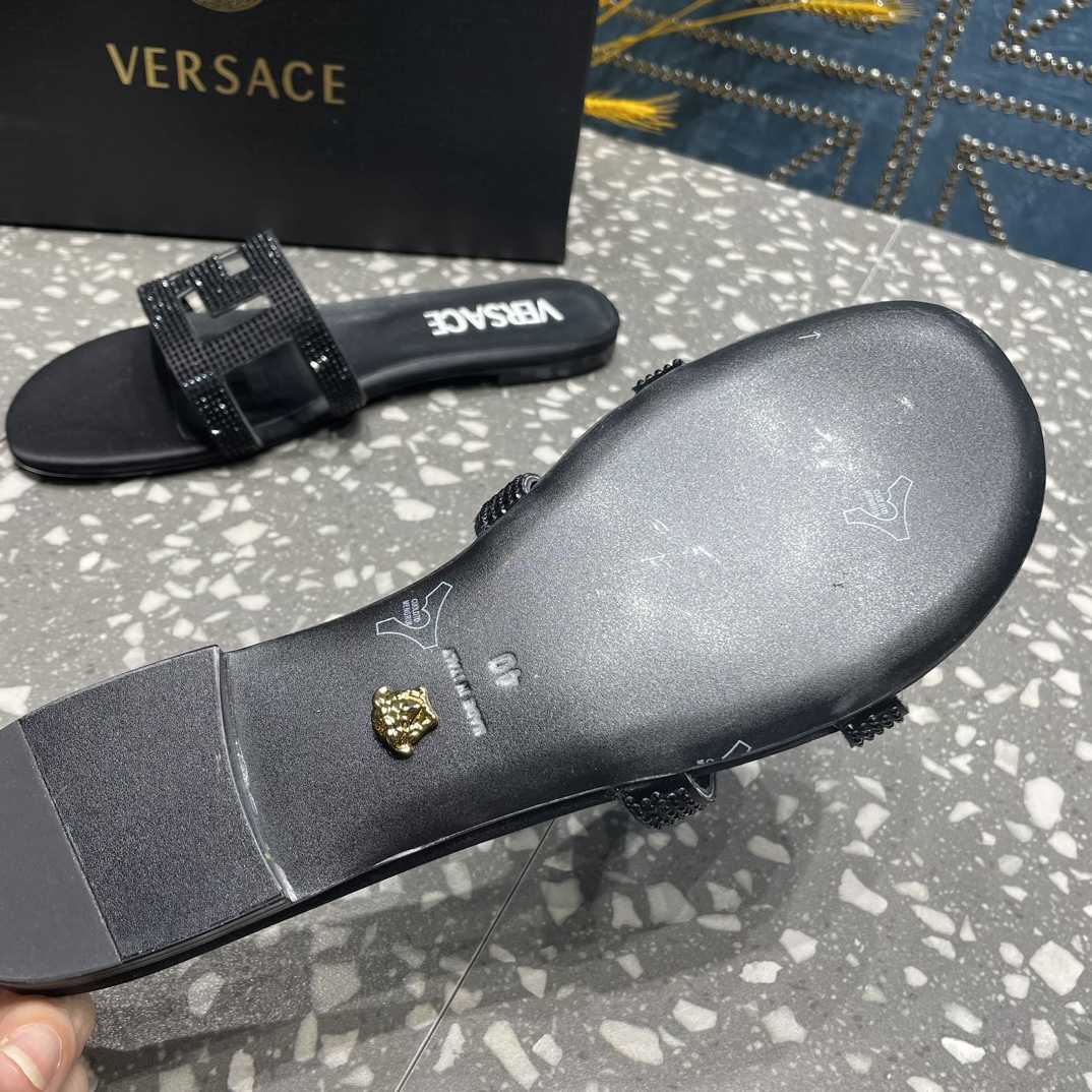 Versace Greca Maze Crystal Flat Sandals - 
