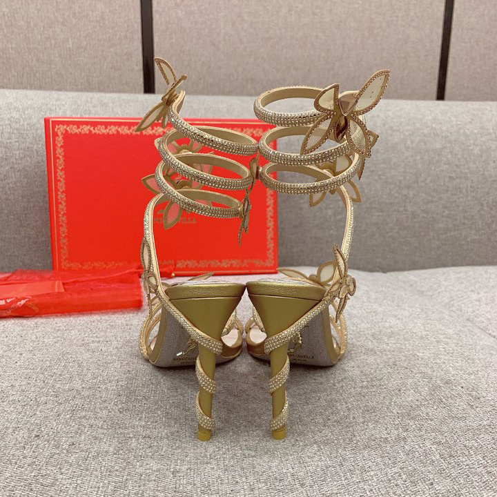 Rene Caovilla Margot Crystal Gold Butterfly Sandal   95 - 