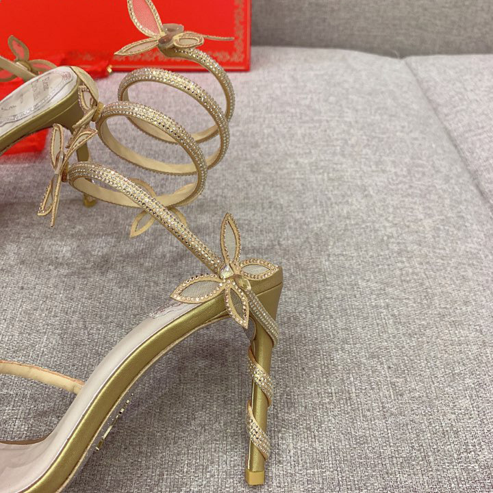 Rene Caovilla Margot Crystal Gold Butterfly Sandal   95 - 