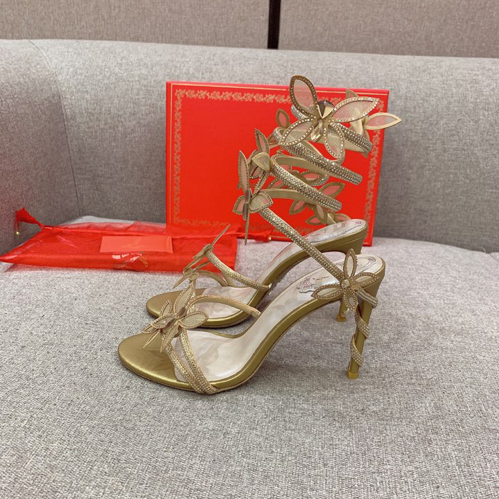 Rene Caovilla Margot Crystal Gold Butterfly Sandal   95 - 
