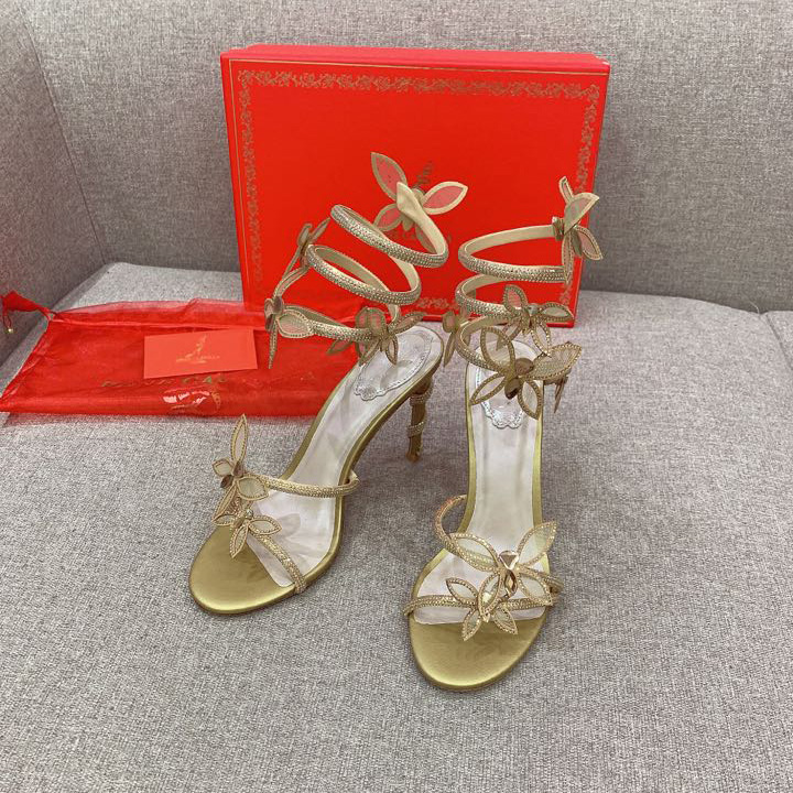 Rene Caovilla Margot Crystal Gold Butterfly Sandal   95 - 