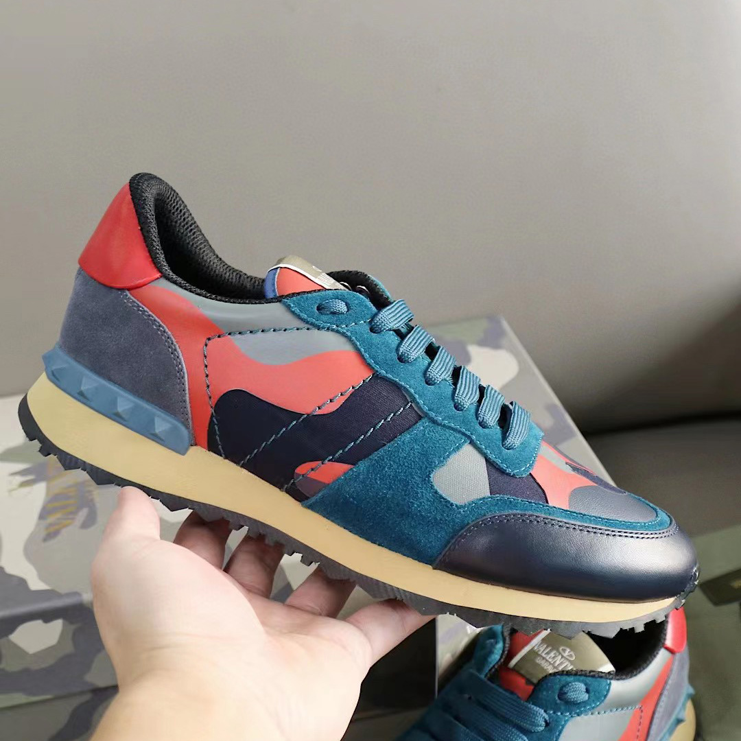 Valenti Multicolor Suede,Canvas and Leather Rockrunner Camouflage Sneakers - DesignerGu