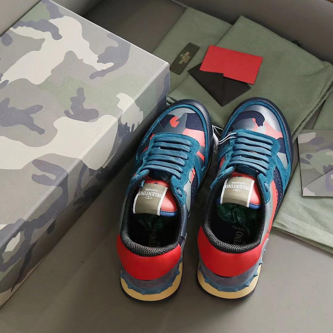 Valenti Multicolor Suede,Canvas and Leather Rockrunner Camouflage Sneakers - DesignerGu