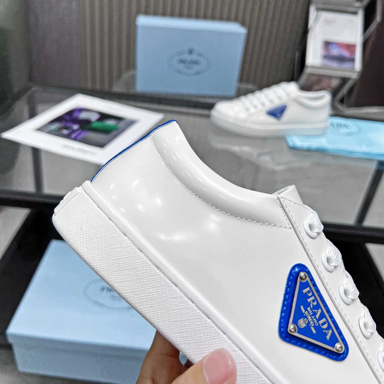 Prada Brushed Leather Low-top Sneakers - 