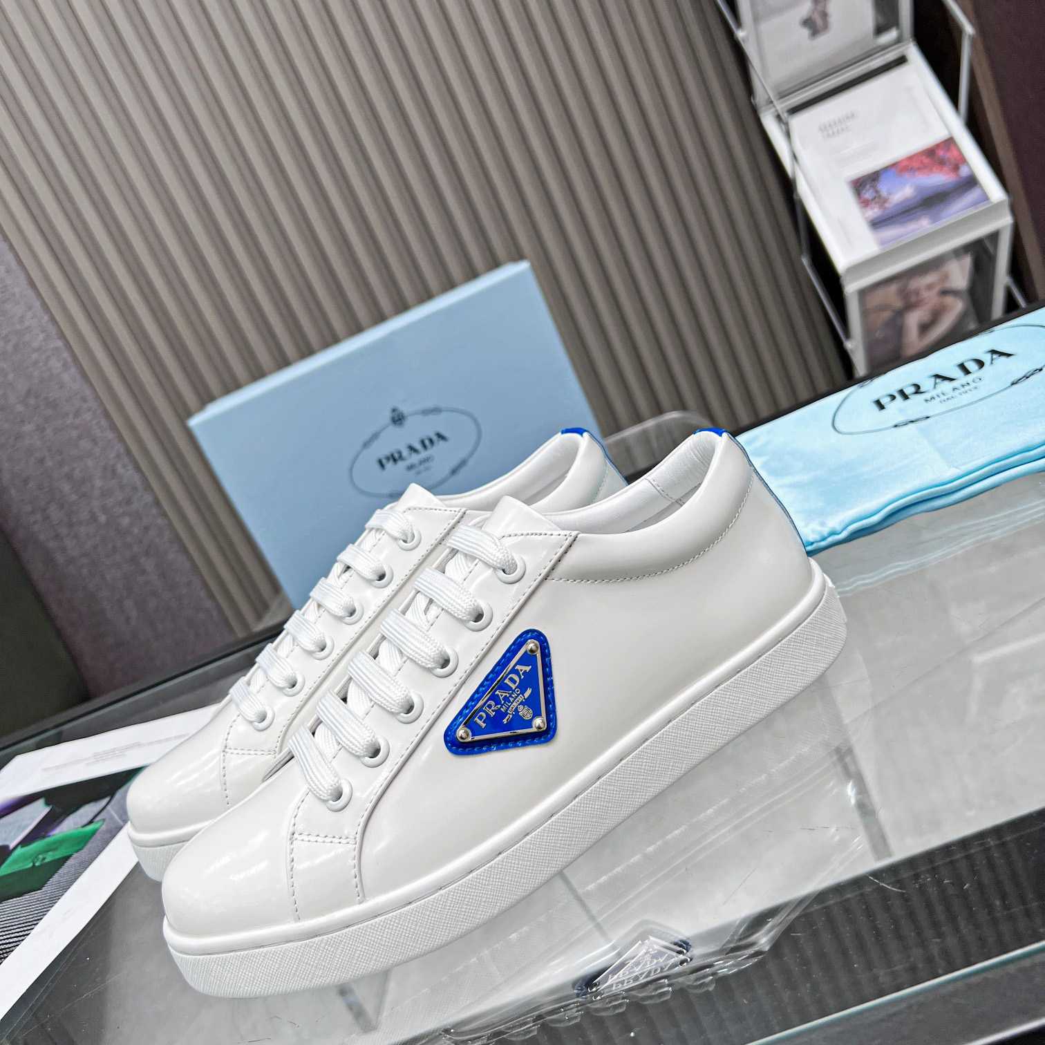 Prada Brushed Leather Low-top Sneakers - 