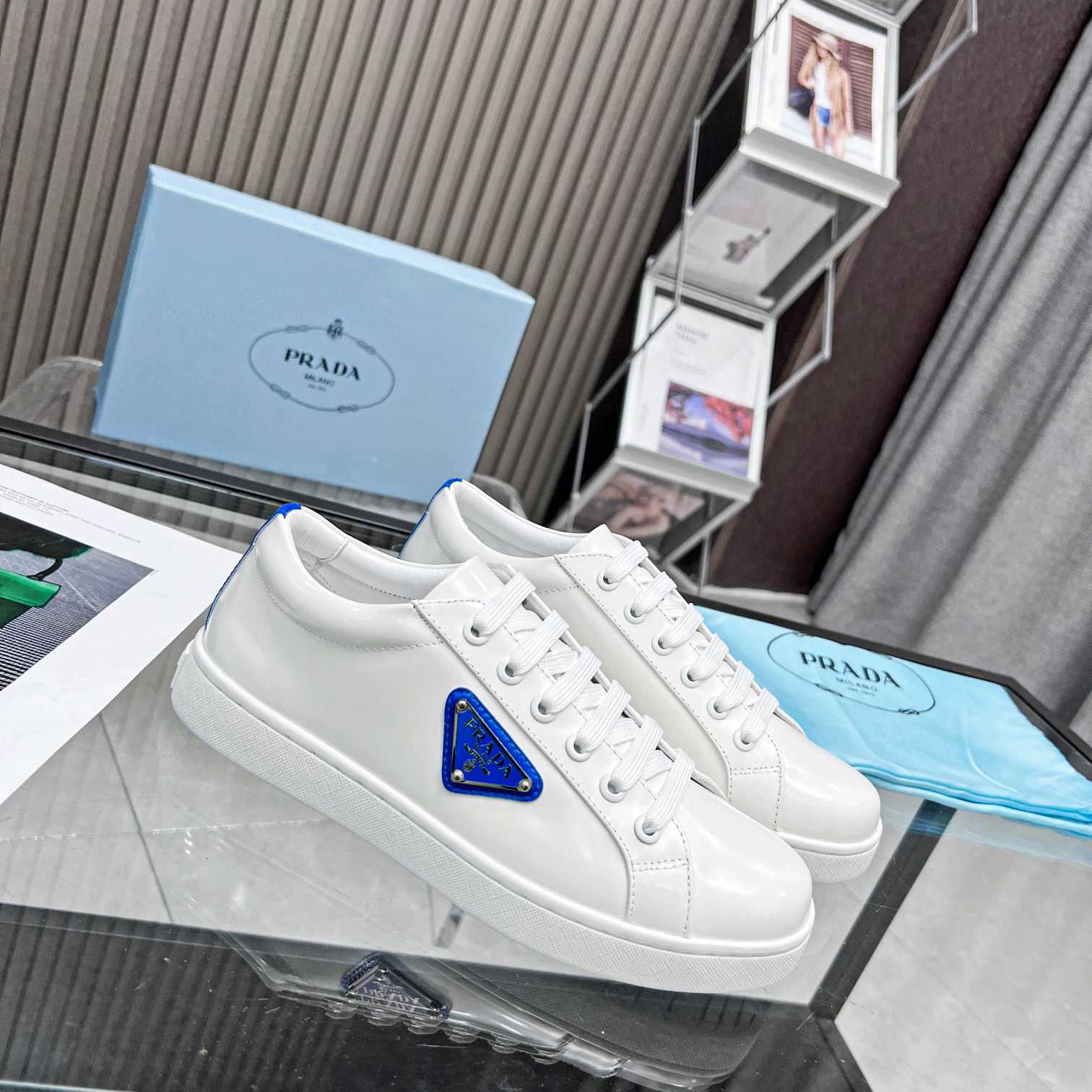 Prada Brushed Leather Low-top Sneakers - 