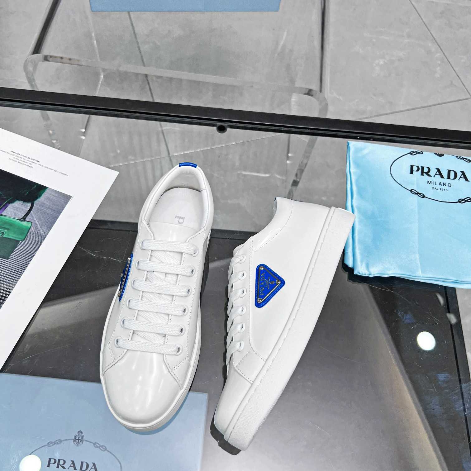 Prada Brushed Leather Low-top Sneakers - 