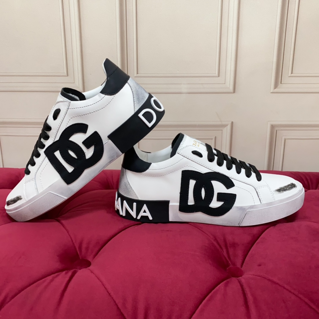 Dolce & Gabbana Portofino Vintage Calfskin Sneakers - DesignerGu