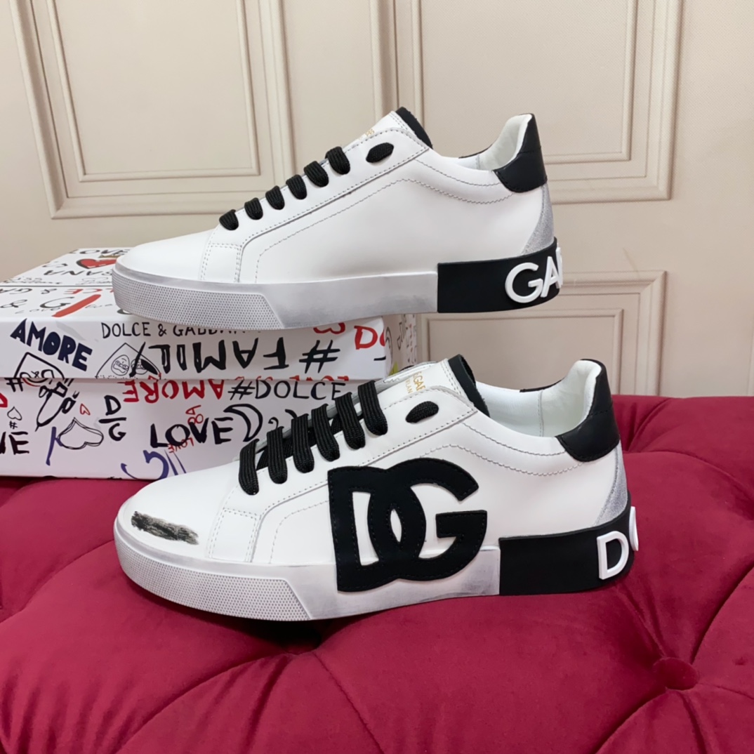 Dolce & Gabbana Portofino Vintage Calfskin Sneakers - DesignerGu