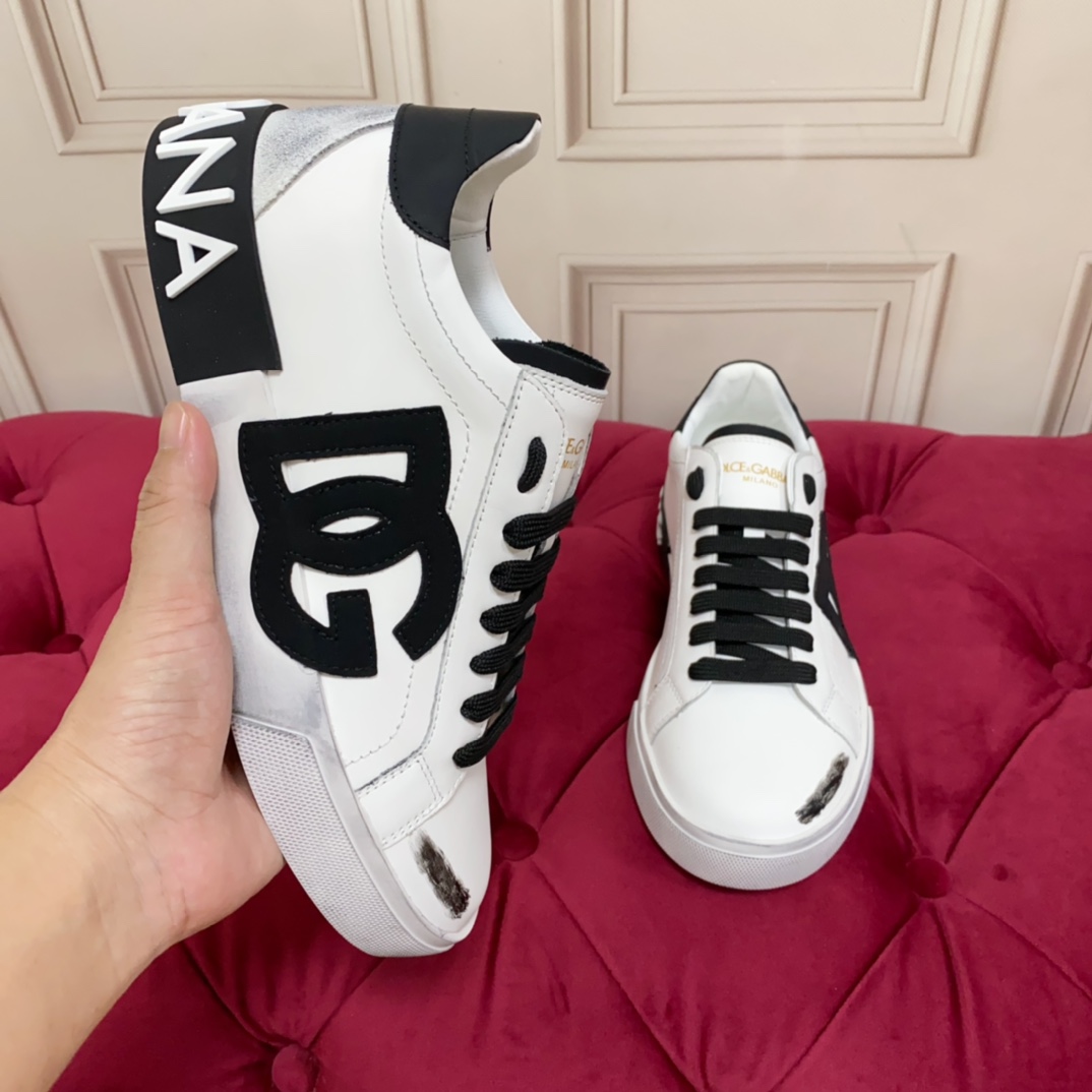 Dolce & Gabbana Portofino Vintage Calfskin Sneakers - DesignerGu