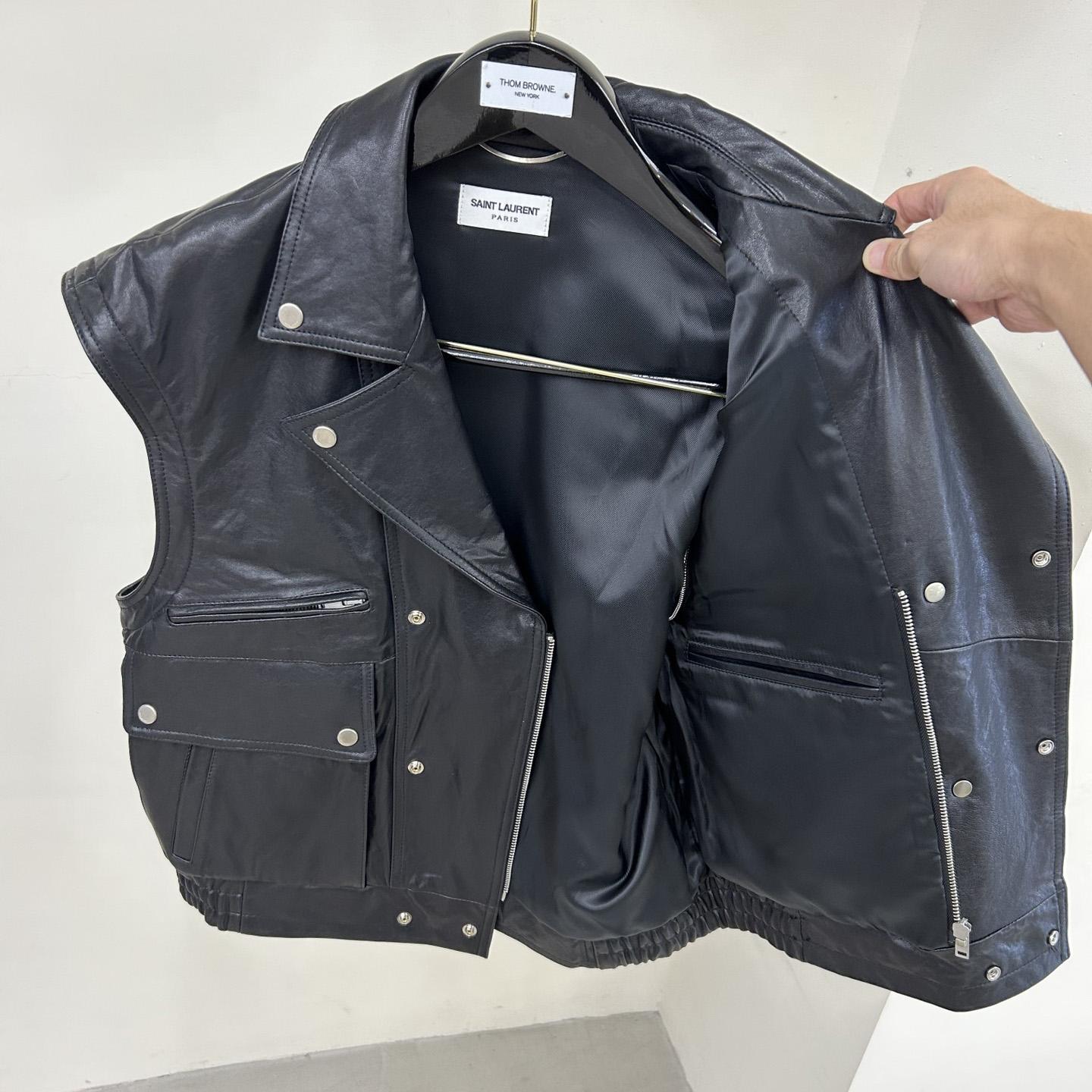 Saint Laurent Biker Jacket In Vintage Crinkled Lambskin - DesignerGu