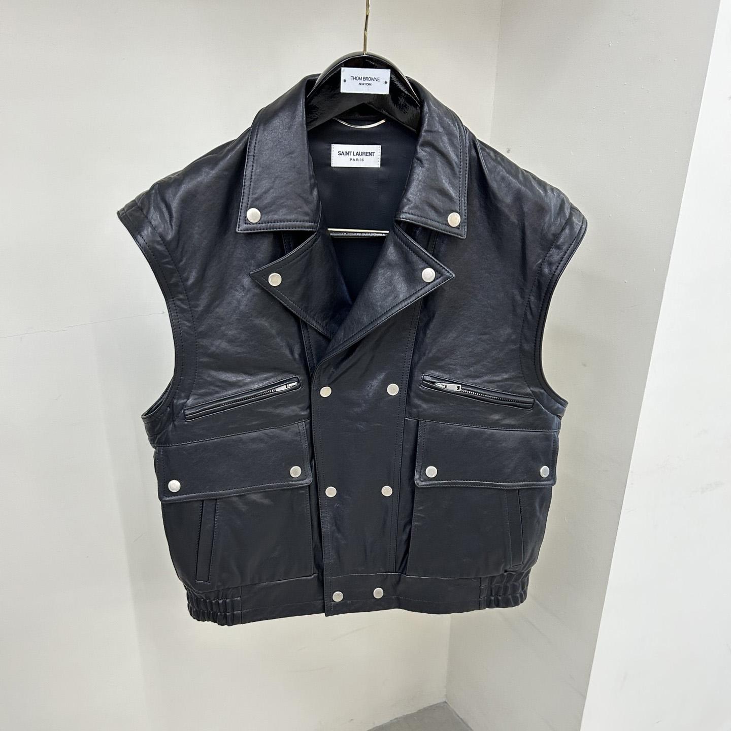 Saint Laurent Biker Jacket In Vintage Crinkled Lambskin - DesignerGu