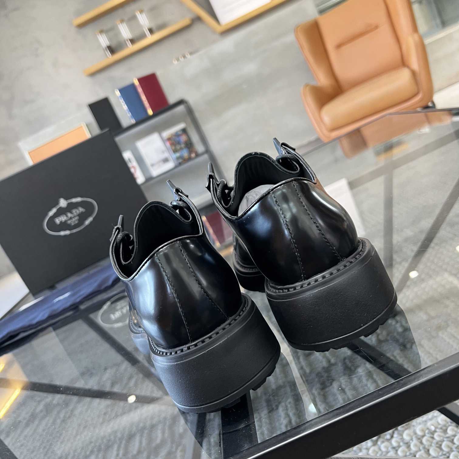 Prada Brushed Leather Lace-up Shoes - 