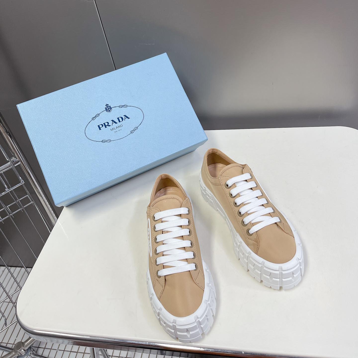 Prada Double Wheel Nylon Gabardine Sneakers - 