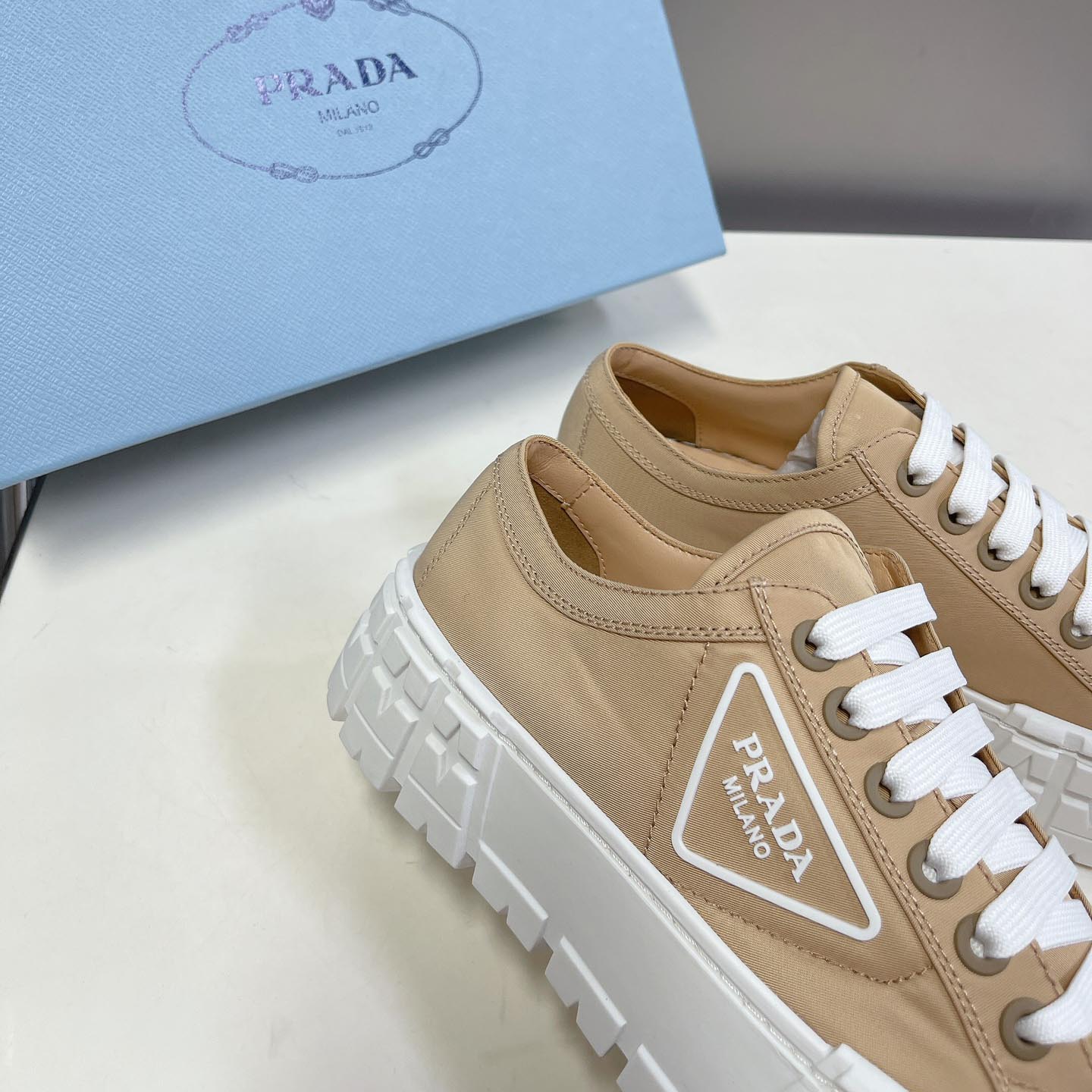 Prada Double Wheel Nylon Gabardine Sneakers - 