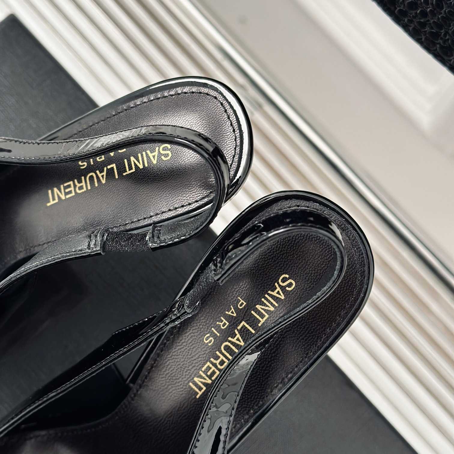 Saint Laurent Avenue Slingback Pumps In Patent Leather - 