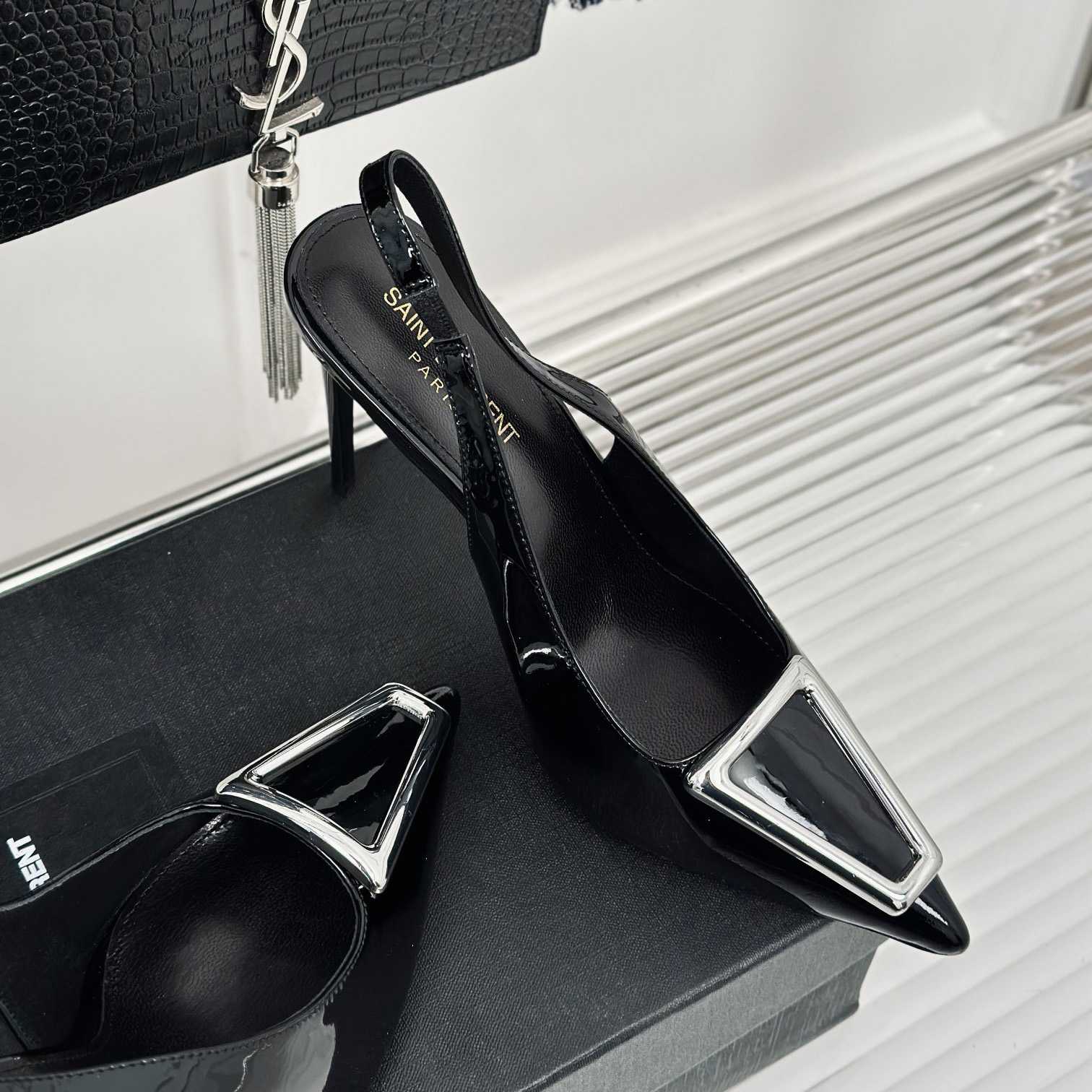 Saint Laurent Avenue Slingback Pumps In Patent Leather - 