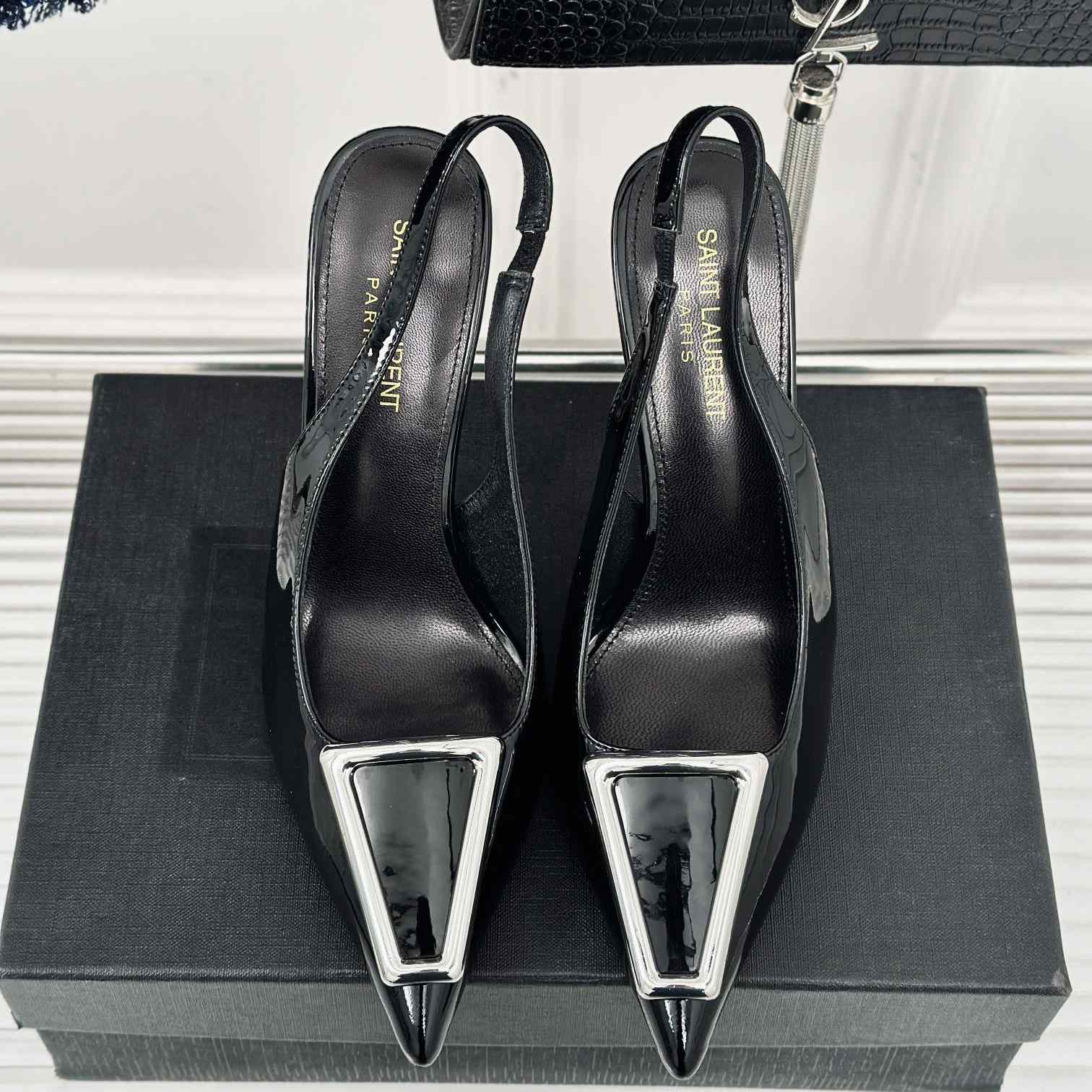 Saint Laurent Avenue Slingback Pumps In Patent Leather - 