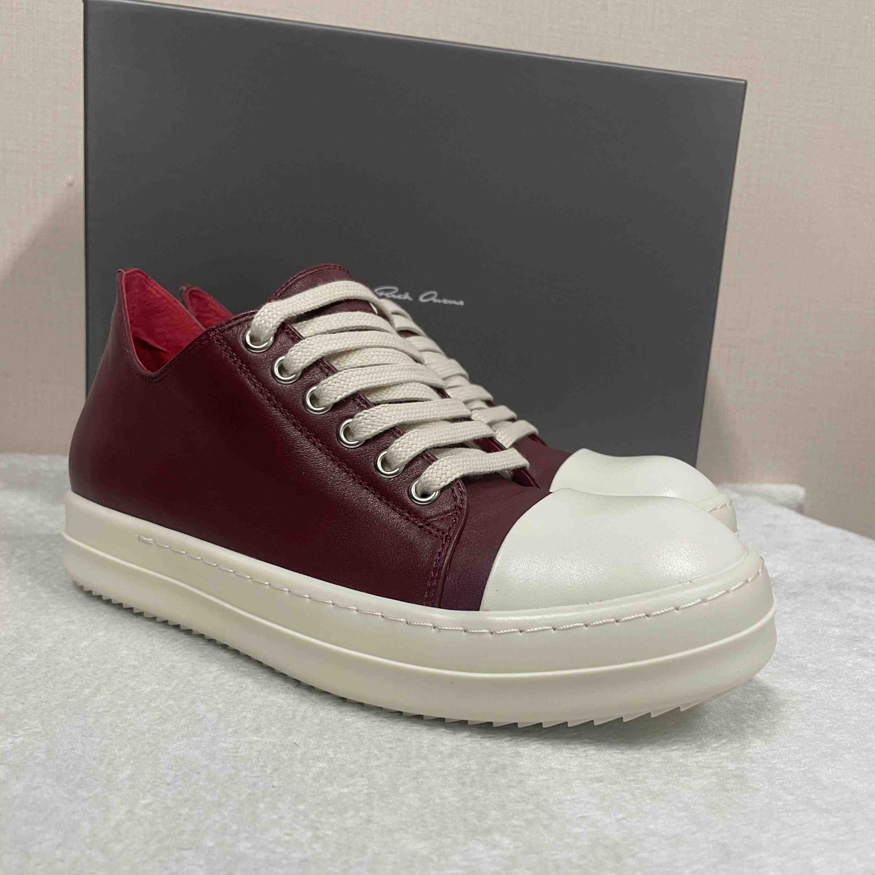 Rick Owens Low-Top Leather Sneakers - DesignerGu